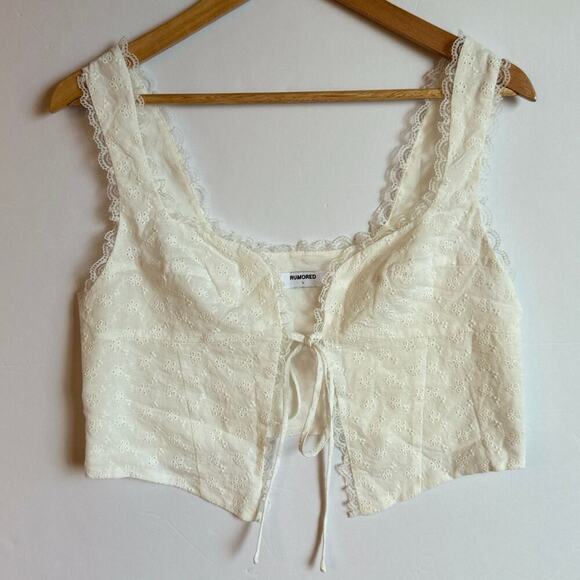 Rumored White Lace Top Size Large Cream - Picture 1 of 8